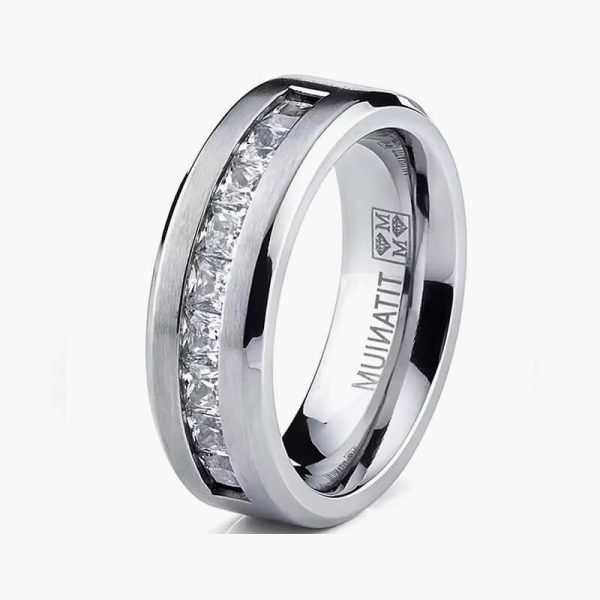Hot Selling Silver Plated Stainless Steel Rings For Men Square Cubic Zircon Ring Jewelry Accessories Wholesale Size 7-13 - Image 2