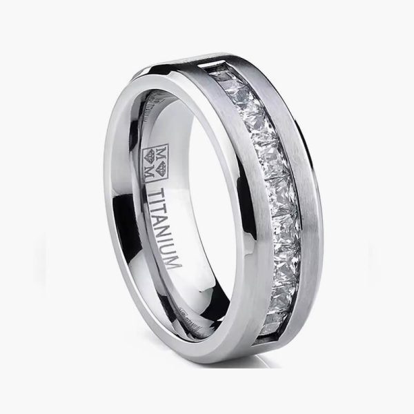 Hot Selling Silver Plated Stainless Steel Rings For Men Square Cubic Zircon Ring Jewelry Accessories Wholesale Size 7-13 - Image 3