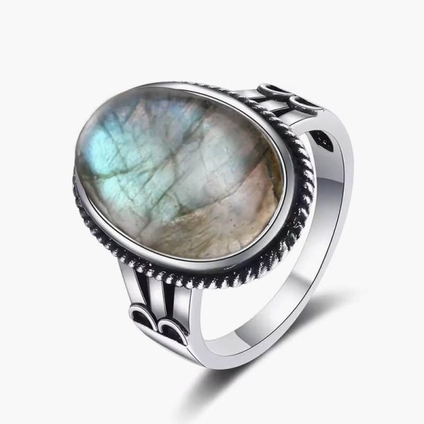 S925 Silver Large Stone 11x17MM Natural Labradorite Tiger Eye Ring for Women Fine Jewelry Party Wedding Anniversary Gift - Image 2